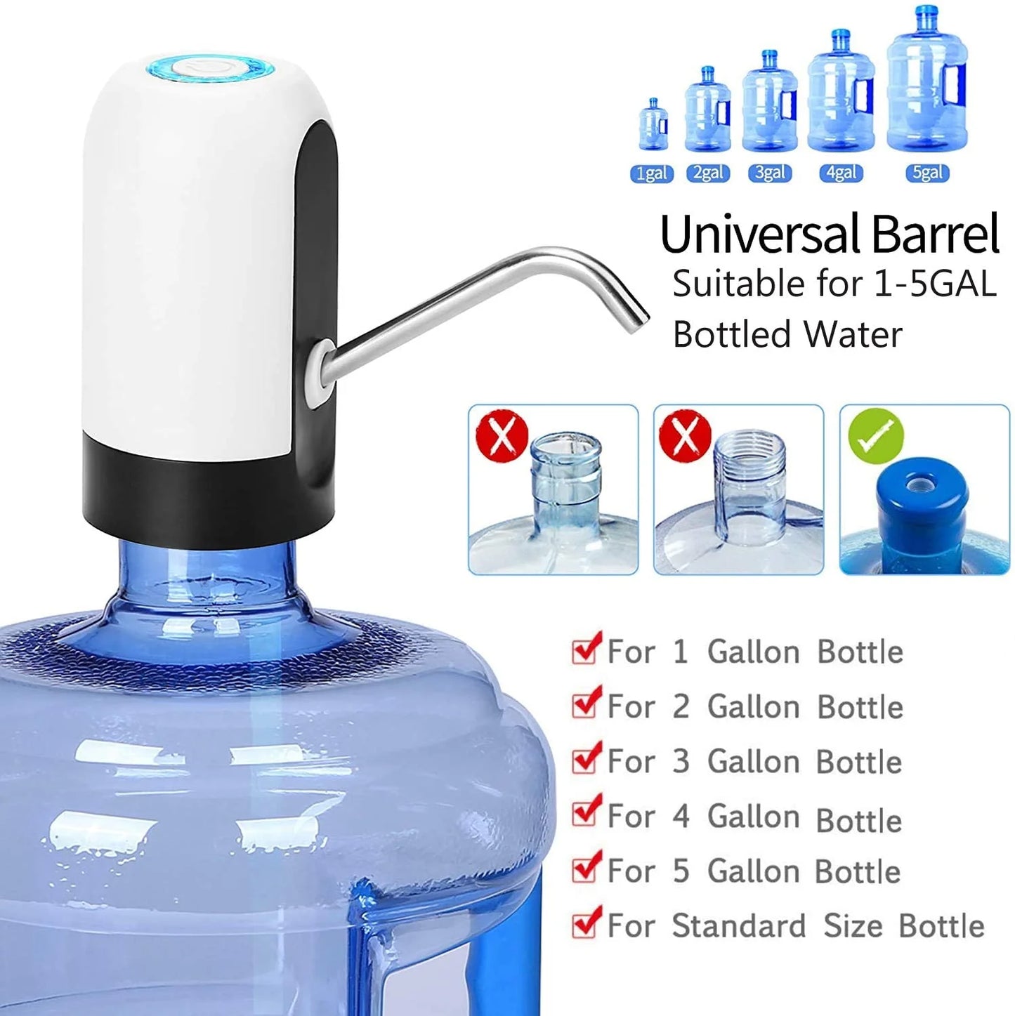 PORTABLE AUTOMATIC RECHARGEABLE USB WATER DISPENSER PUMP